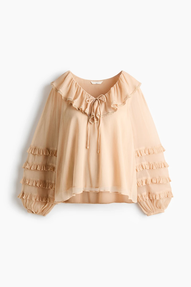 MAMA Ruffle-Trimmed Chiffon Blouse