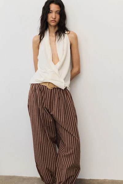 Belted Balloon-Leg Pants