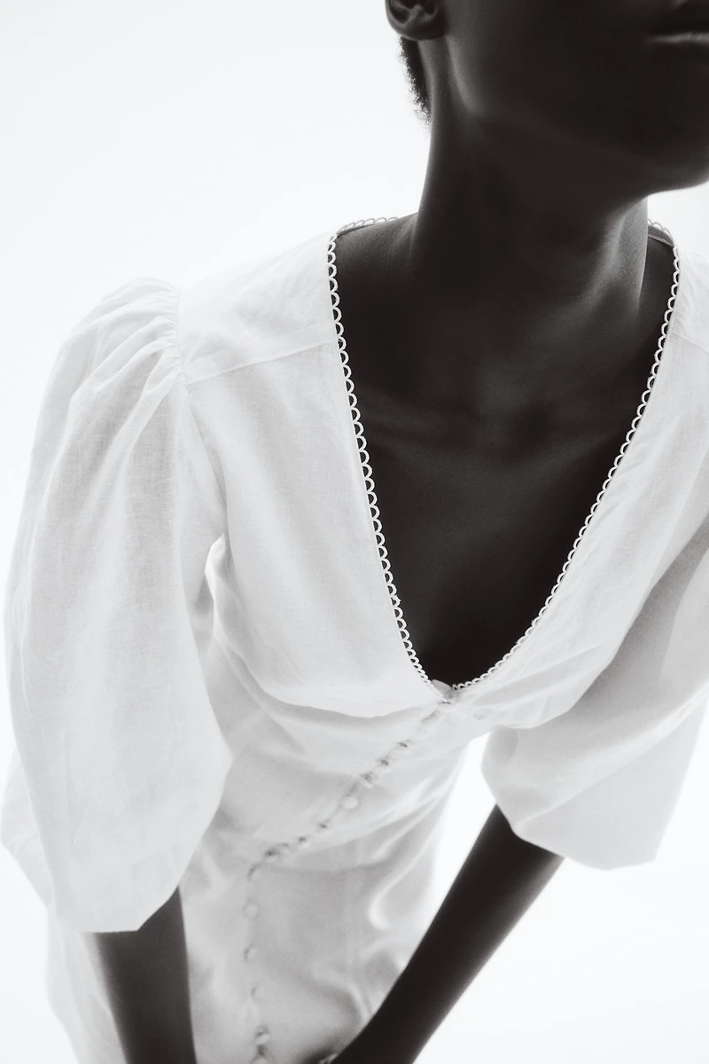 Linen-Blend Dress