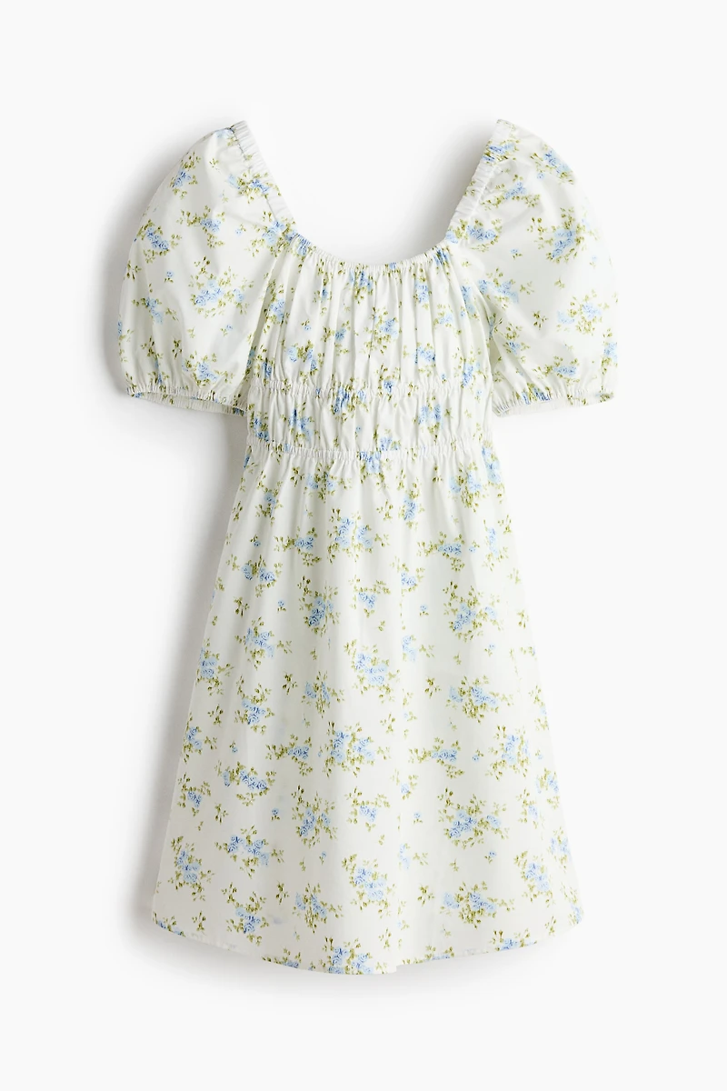 Robe en popeline avec manches bouffantes