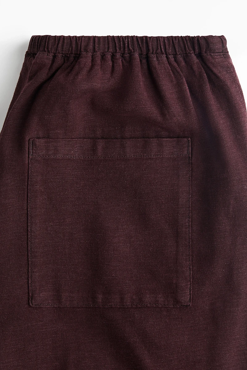 Linen-Blend Drawstring Pants