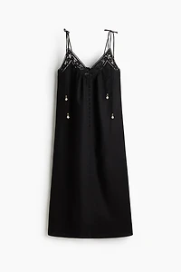 Eyelet-Embroidered Dress with Tie Shoulder Straps