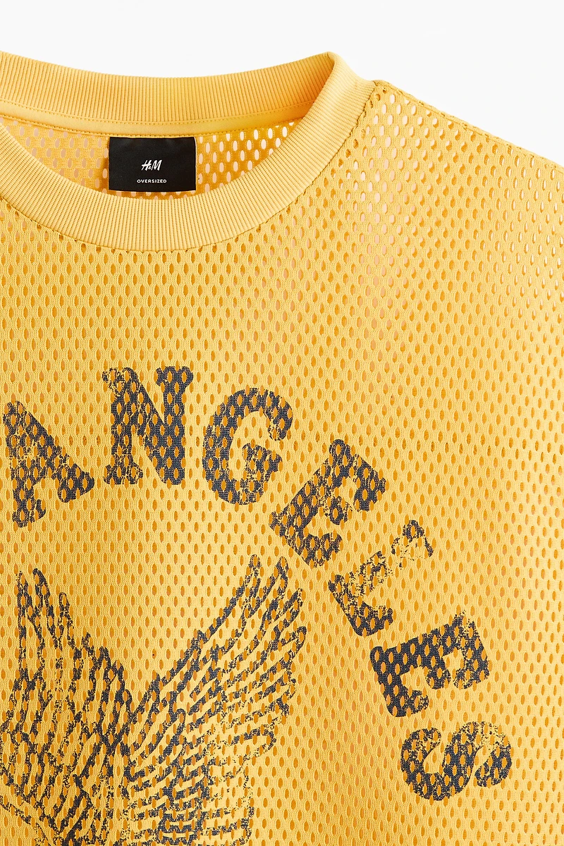 Oversized Printed Mesh T-Shirt