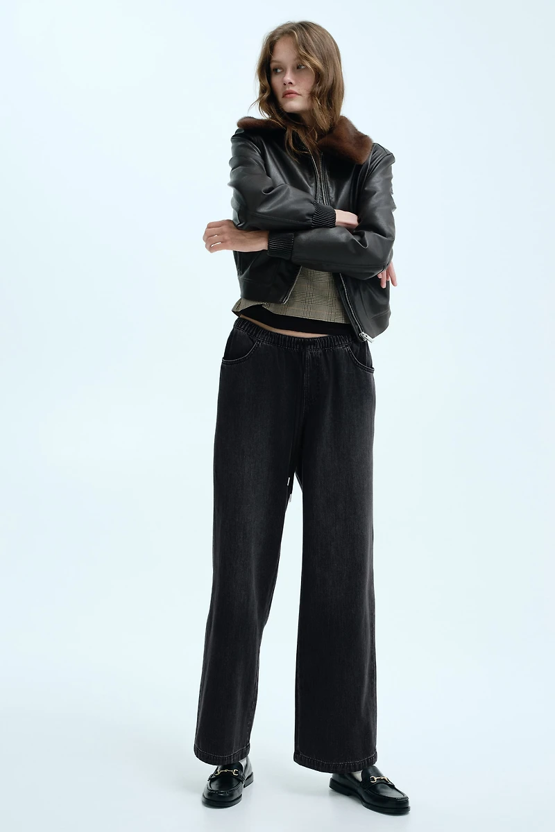 Pantalon en denim avec cordon de serrage