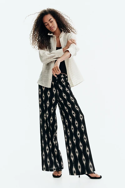 Wide-Leg Gathered-Waist Pants
