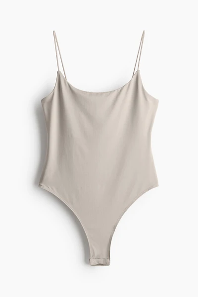 Thong Bodysuit with Narrow Shoulder Straps