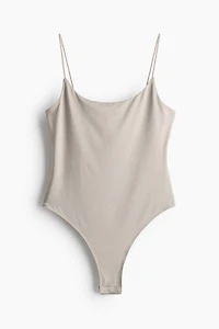 Thong Bodysuit with Narrow Shoulder Straps