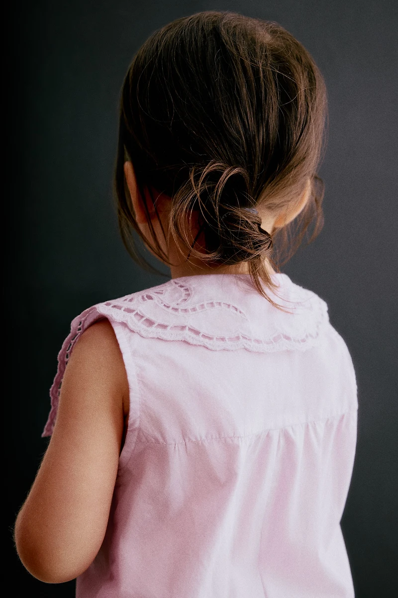 Cotton Romper Suit with Sailor Collar