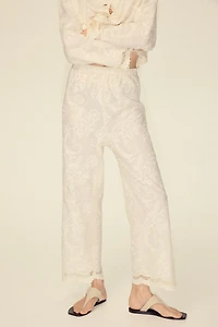Embroidered Cotton Pants