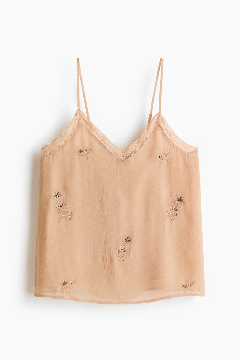 Embroidered strappy top