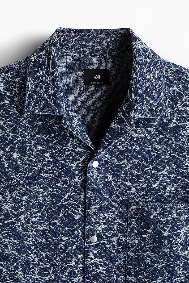 Chemise ample en denim à motif