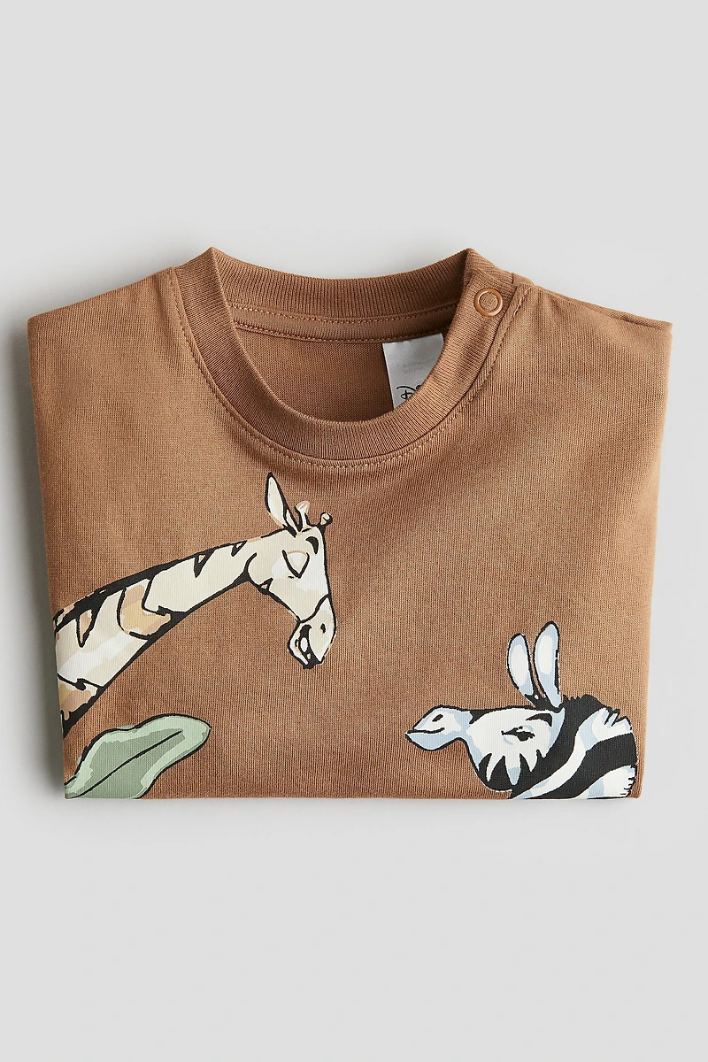 Cotton T-Shirt with Printed Motif