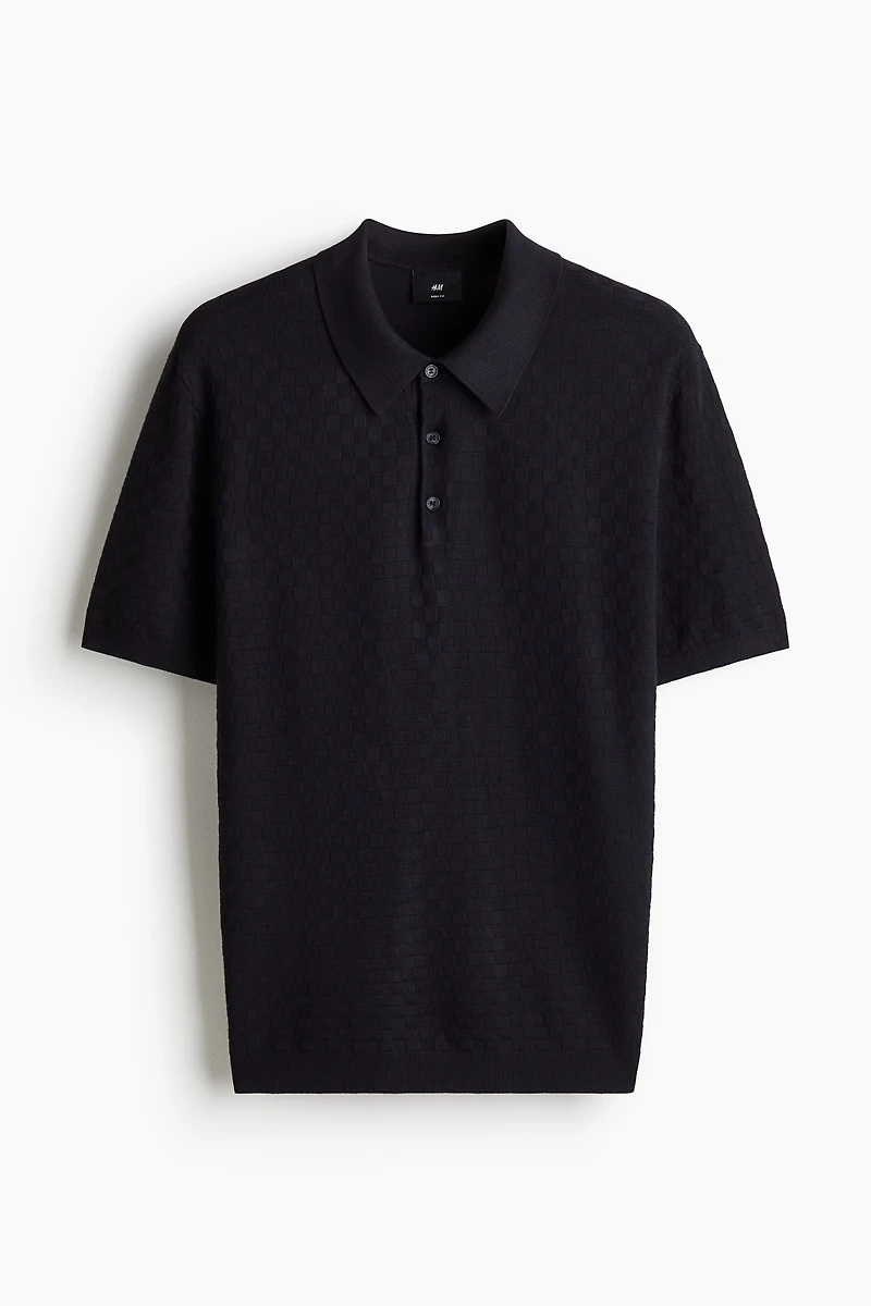 Slim-Fit Textured-Knit Polo Shirt