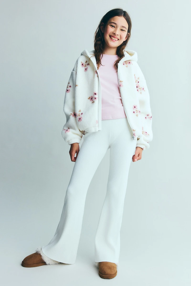 Flared Rib-Knit Pants