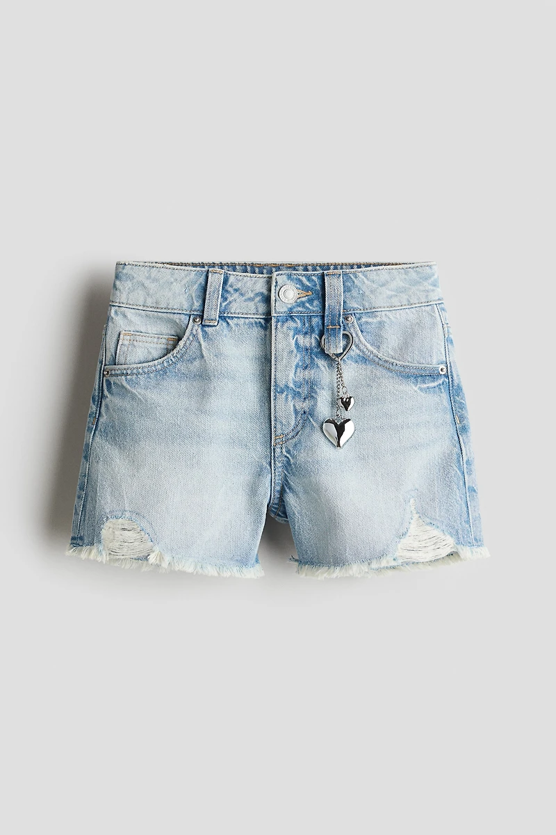Pendant-Detail Denim Shorts