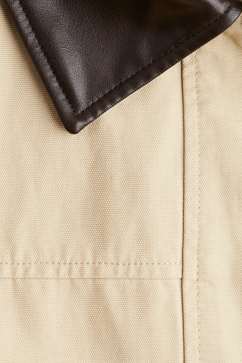 Coated-Collar Twill Jacket