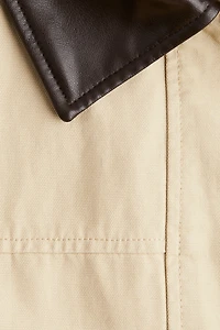 Coated-Collar Twill Jacket
