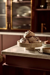 Footed Marble Serving Bowl