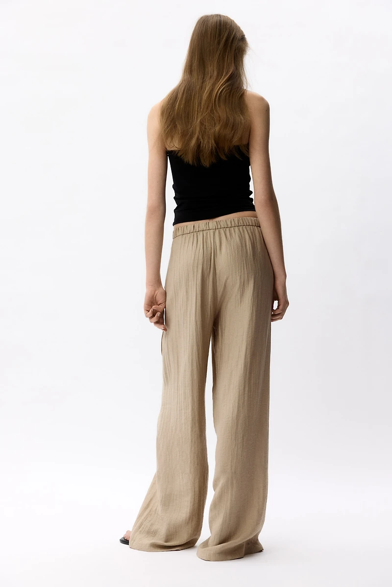 Linen-Blend Wrapover Pants