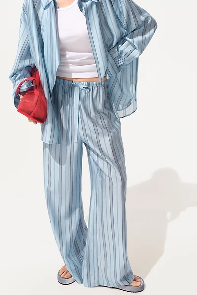 Wide-Leg Drawstring Pants