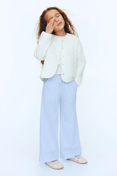 Linen-Blend Drawstring Pants