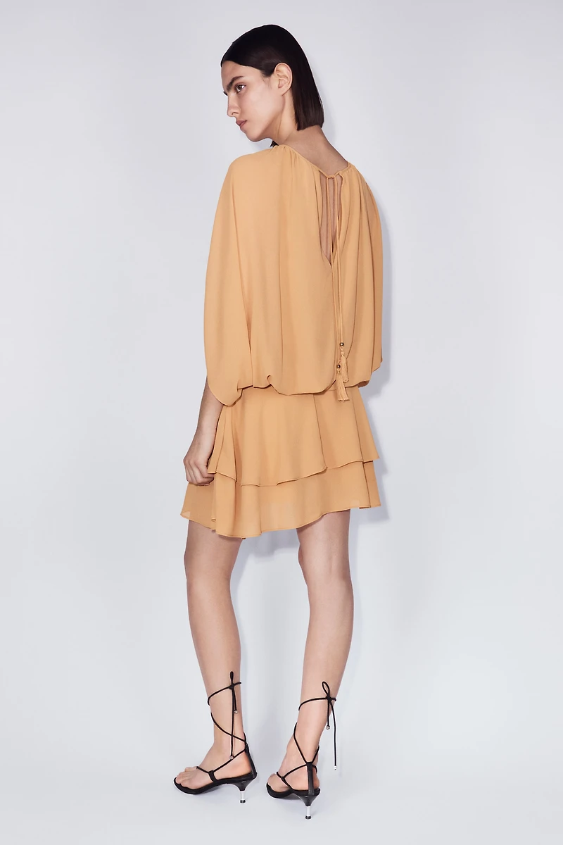 Cape-Detail Chiffon Dress
