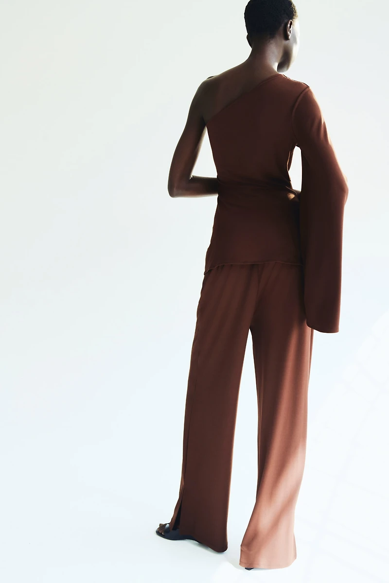 Wide-Leg Crease-Front Pants