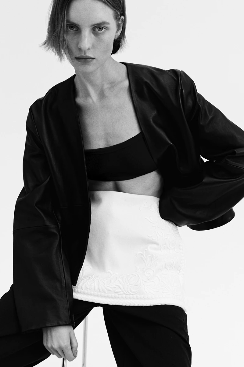 Linen-Blend Mini Skirt