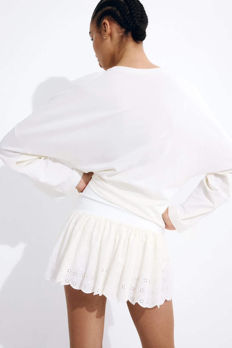 Eyelet-Embroidered Mini Skort