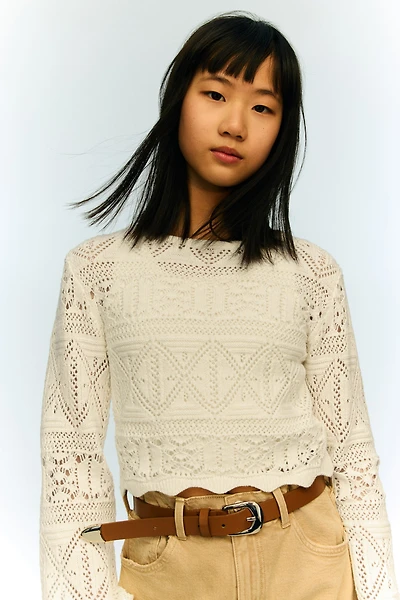 Haut court en tricot pointelle