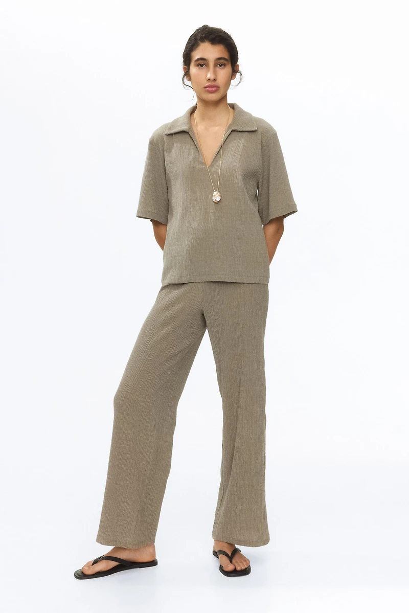 Crinkled Polo Shirt