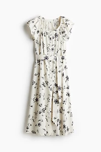 Puff-Sleeved Poplin Dress