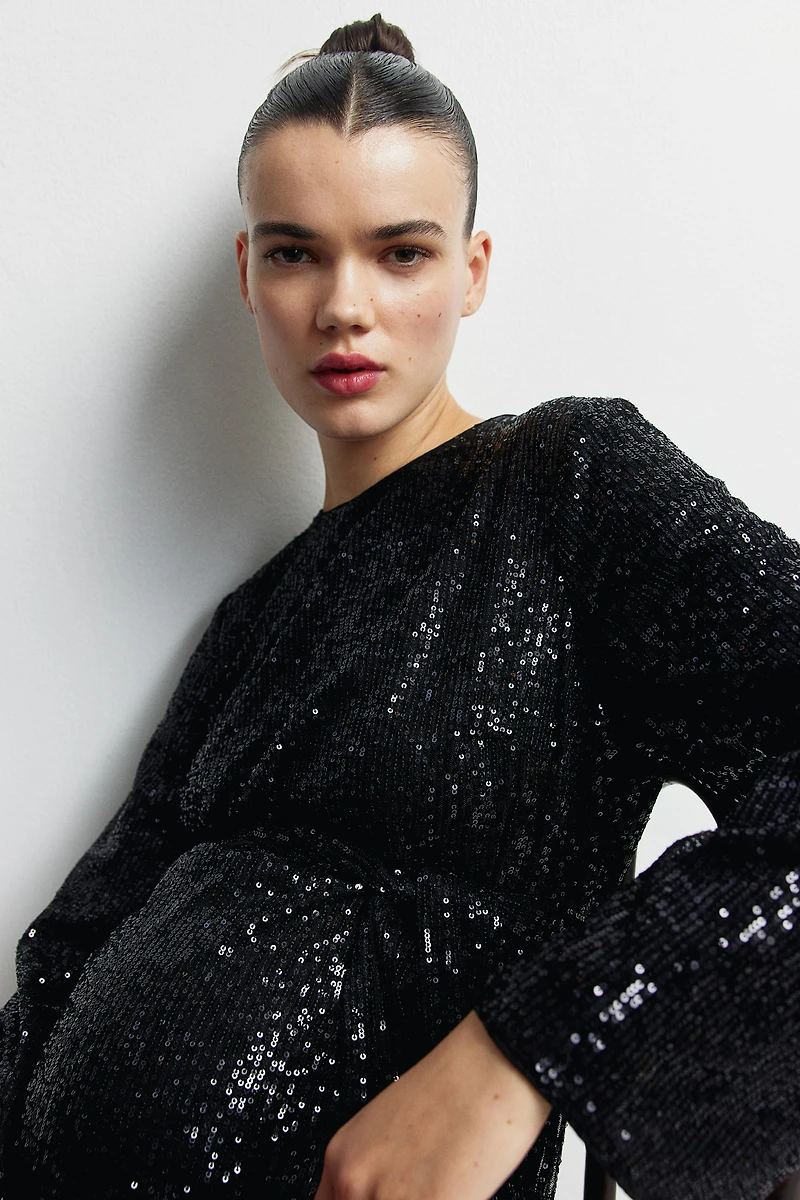 MAMA Sequined Tie-belt Dress