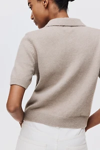 Short-sleeved collared cardigan