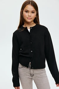 Short Fine-Knit Cardigan