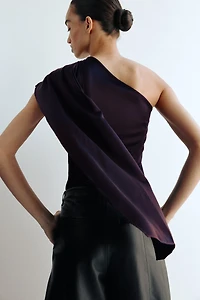 Scarf-Detail Satin Top