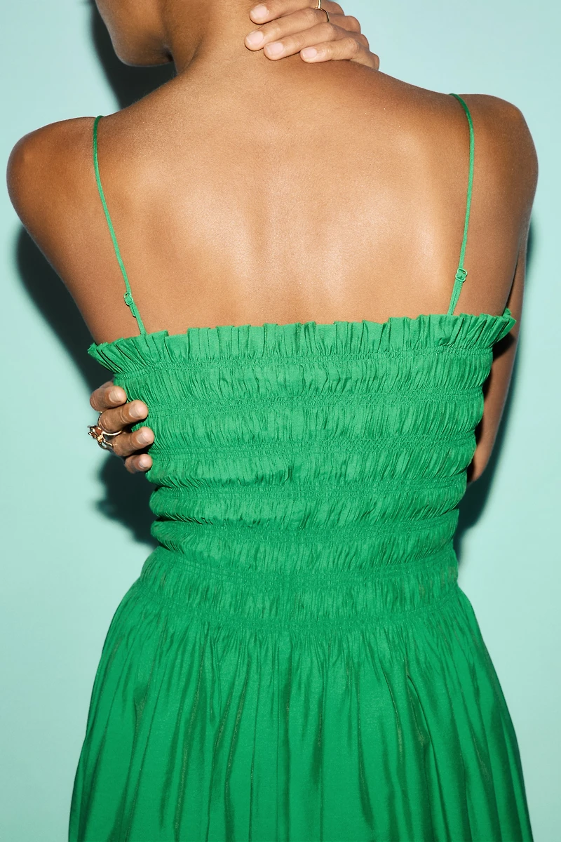 Smocked-Bodice Strappy Dress