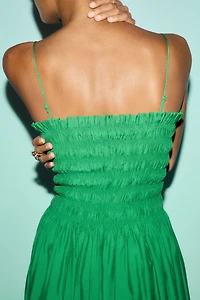 Smocked-Bodice Strappy Dress