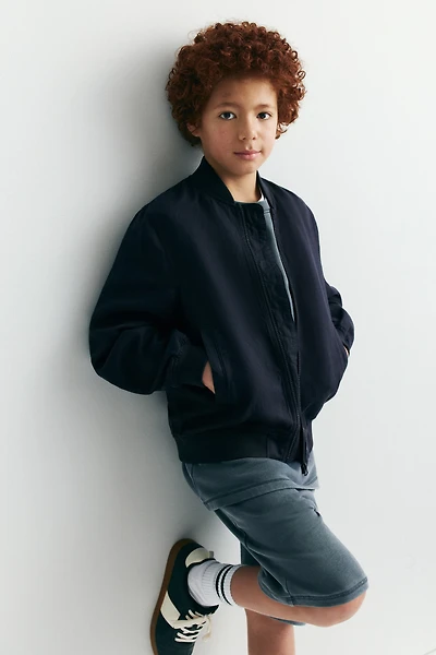 Linen-Blend Bomber Jacket