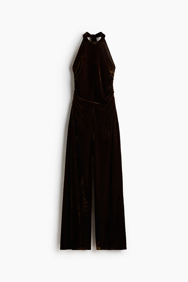 Velour Halterneck Jumpsuit