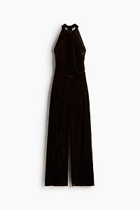 Velour Halterneck Jumpsuit