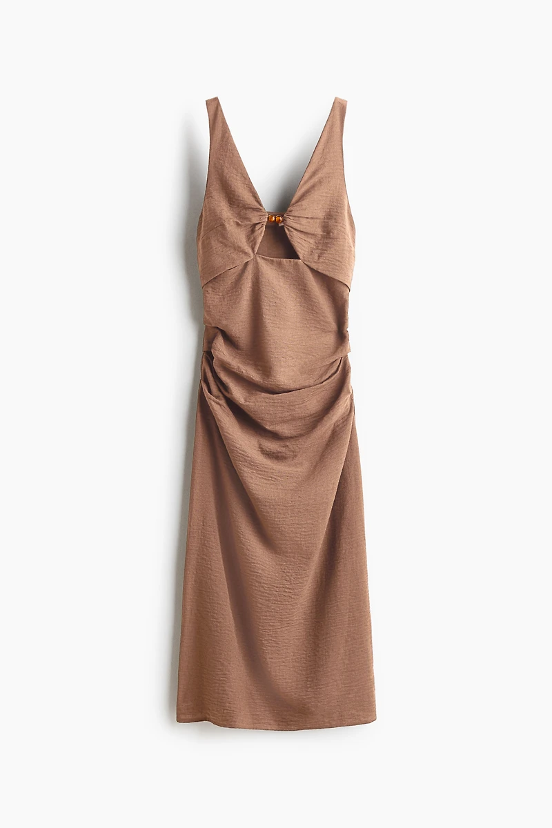 Linen-Blend Cutout Dress