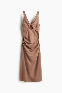 Linen-Blend Cutout Dress