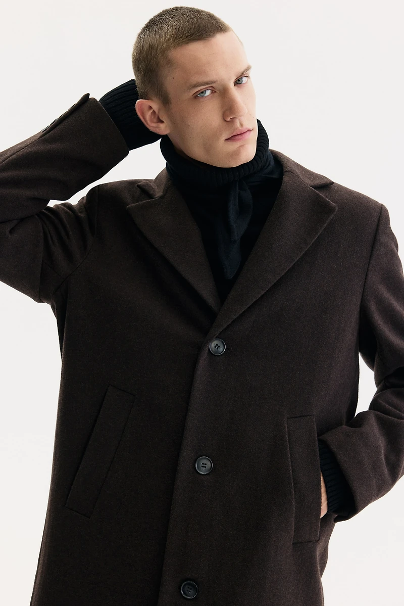 Single-Breasted Wool-Blend Coat
