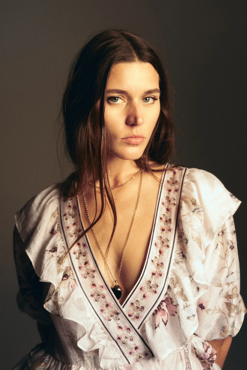 Haut péplum en lin mélangé