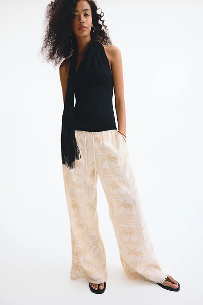 Pantalon à cordon en lin mélangé