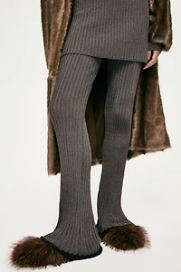 Metallic Rib-Knit Pants