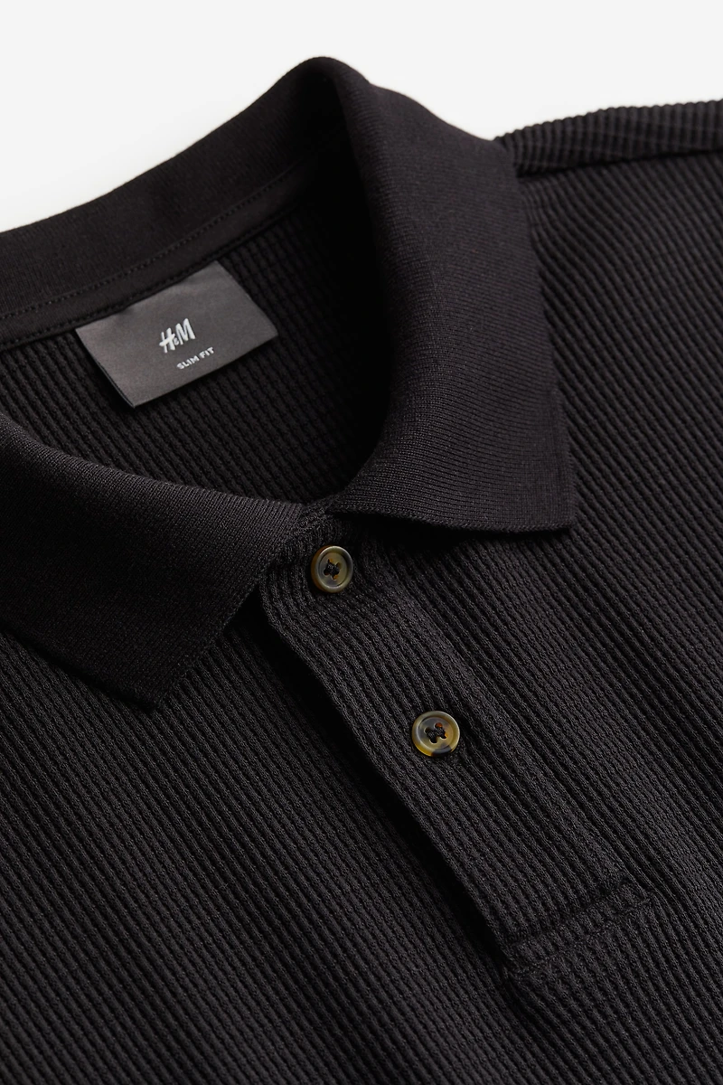 Slim Fit Waffled Polo Shirt
