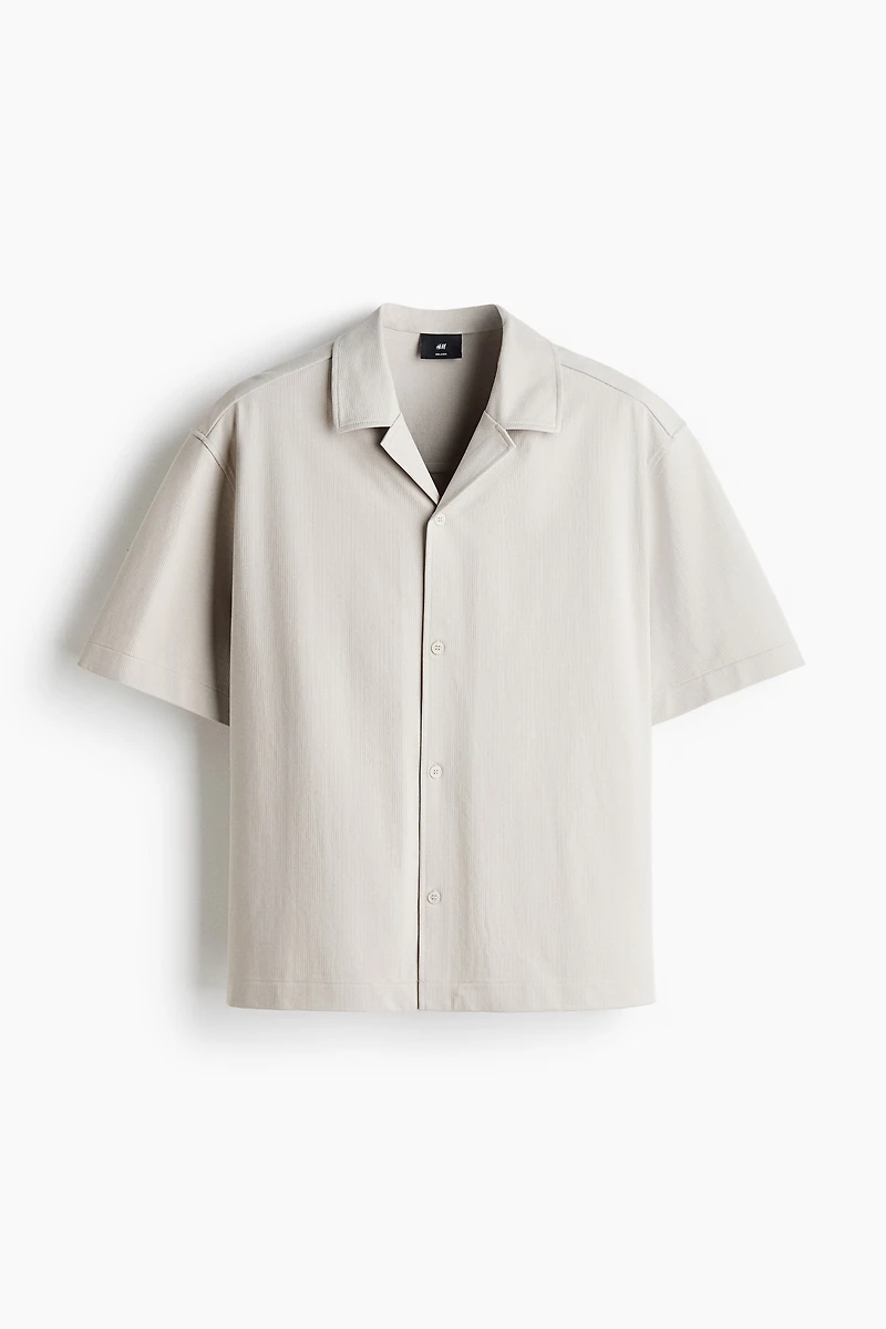 Chemise texturée décontractée à col cubain