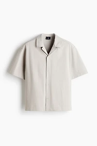 Chemise texturée décontractée à col cubain